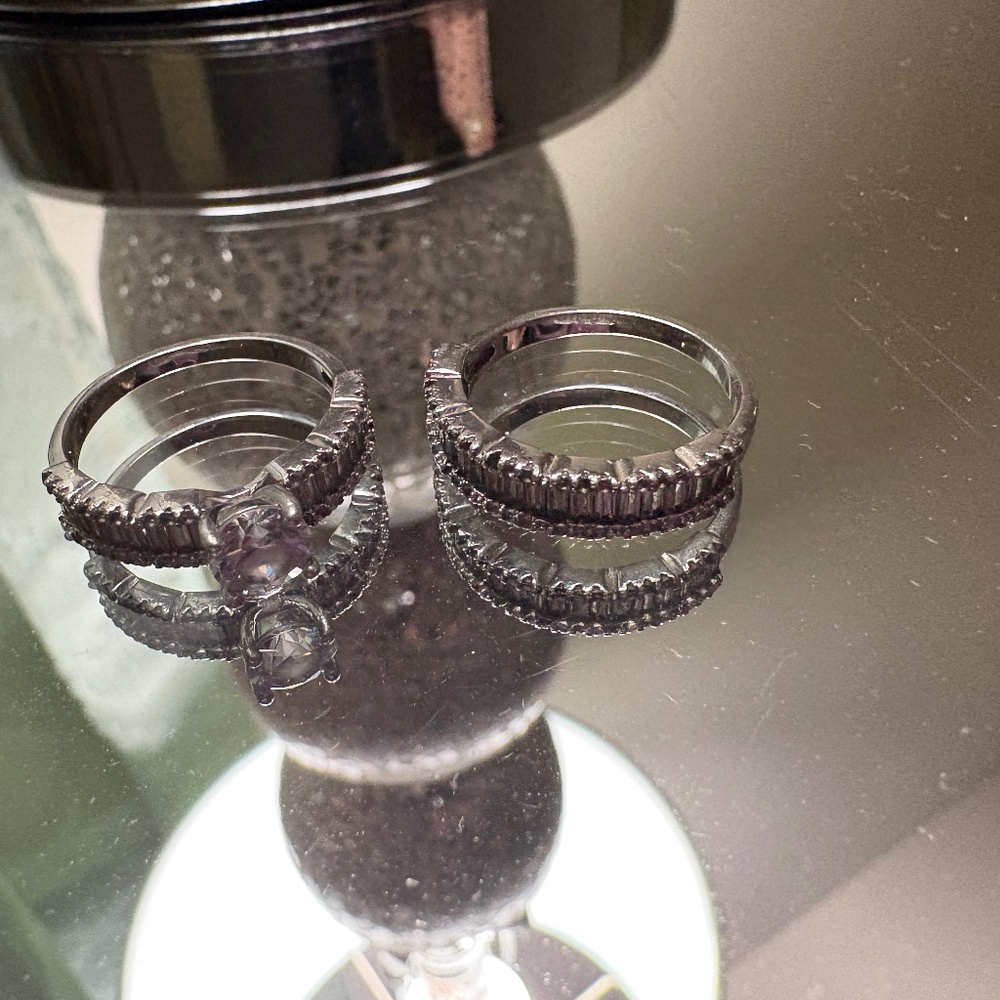 Silver engagement set cubic zirconia